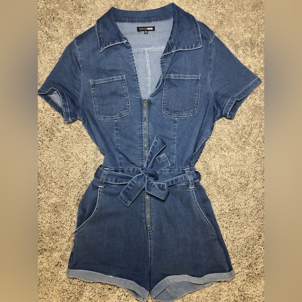 FN: Blue Denim Short Jumpsuit